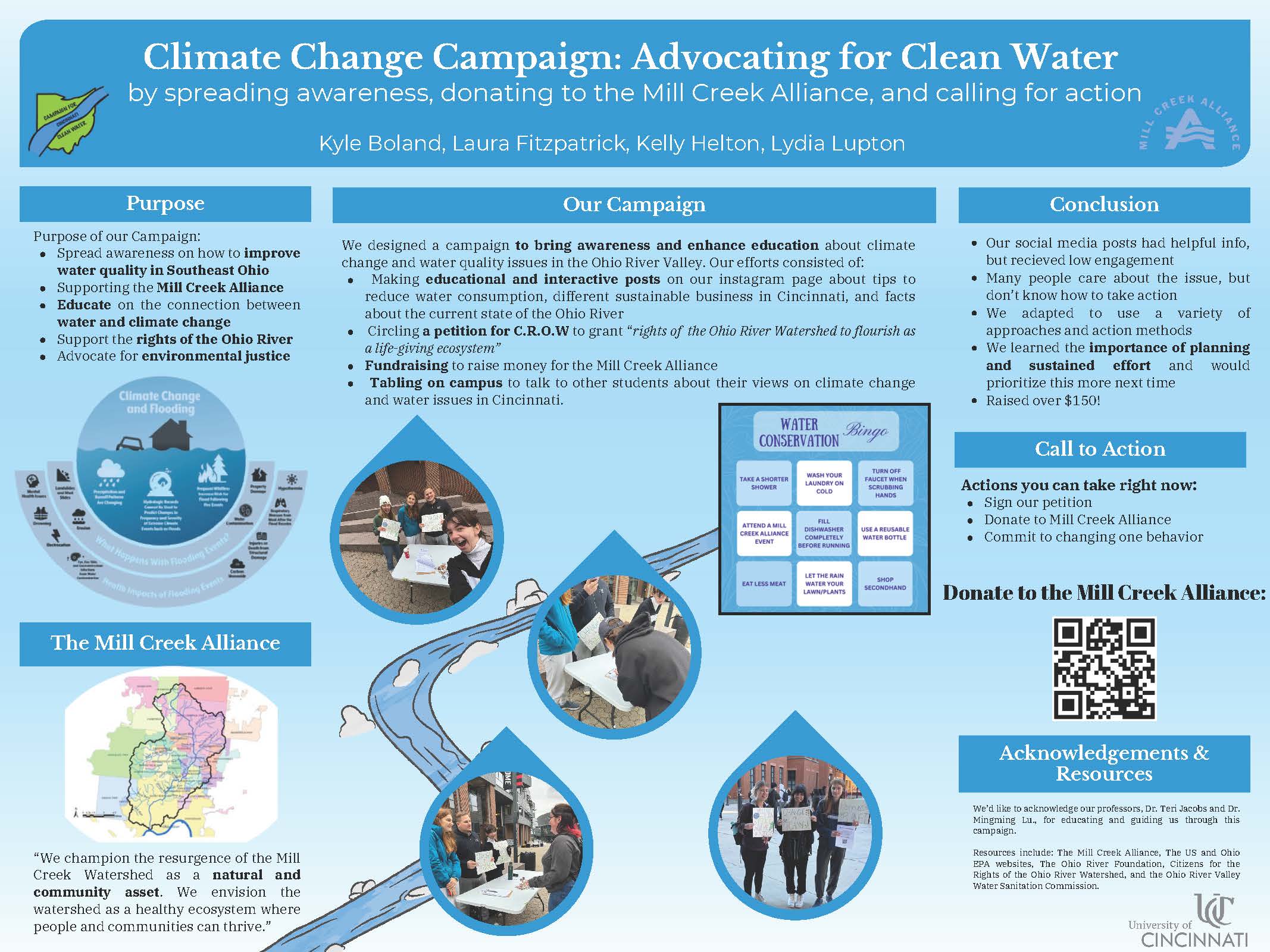 Sample Climate Change Research Poster with multiple images, graphs, and text highlighting the theme of Plastic to Purpose