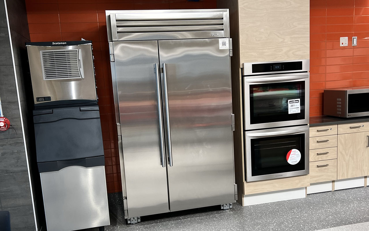 Appliances in common kitchen