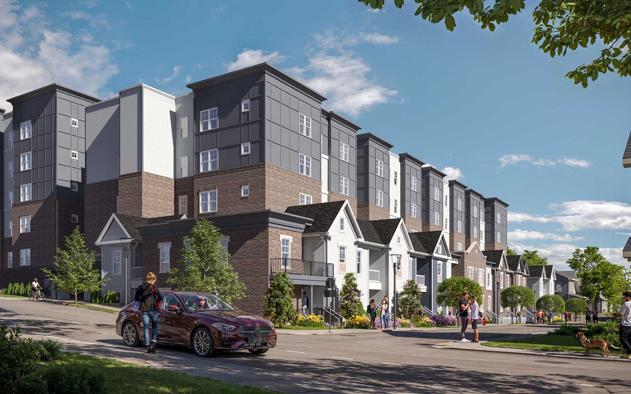 Exterior view of Gateway Lofts at McMillan St. and Moerlein Ave