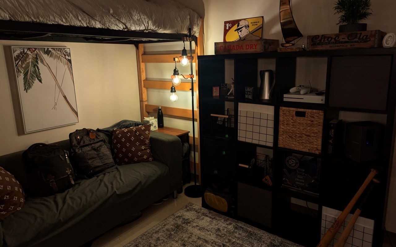 bed and storage room view