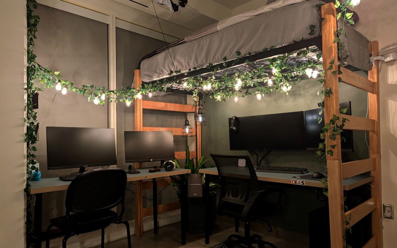 bed and desk view