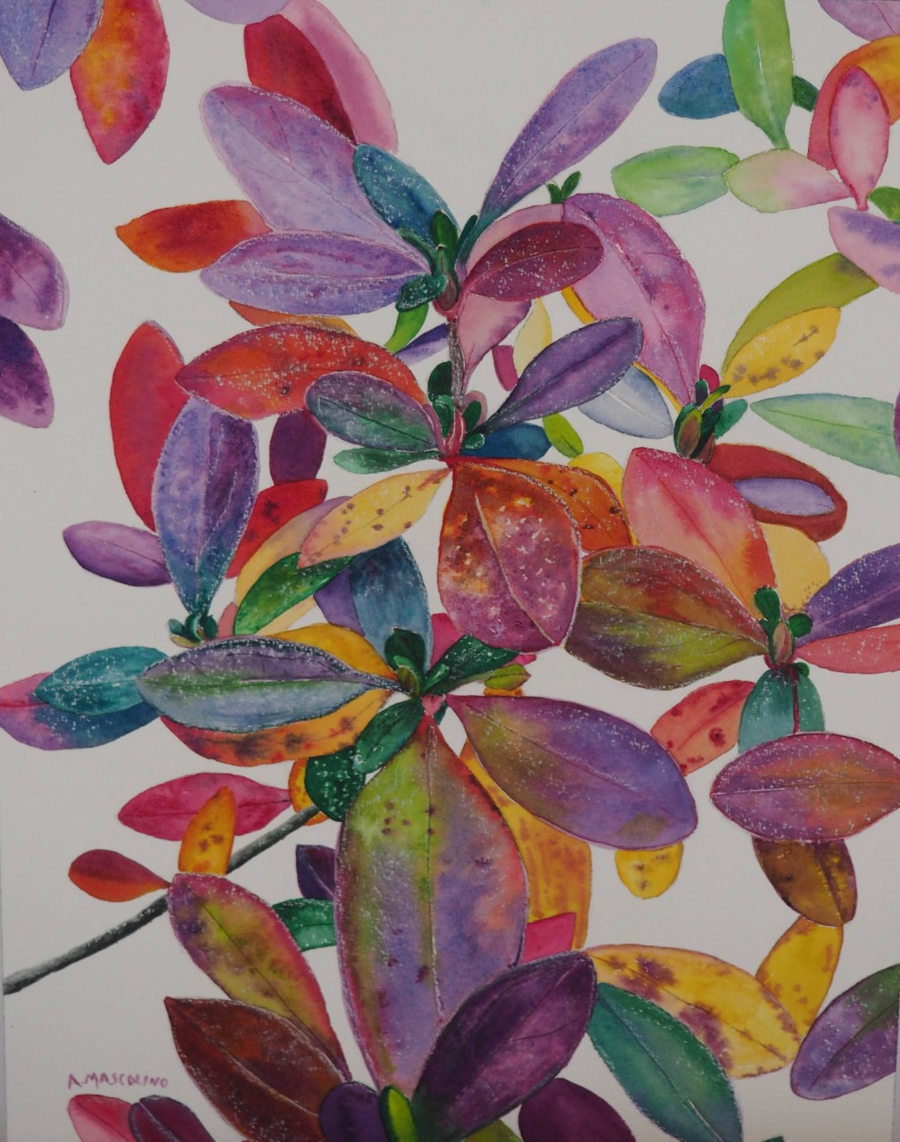 “Autumn Azalea,” watercolor painting by Angela Mascolino.