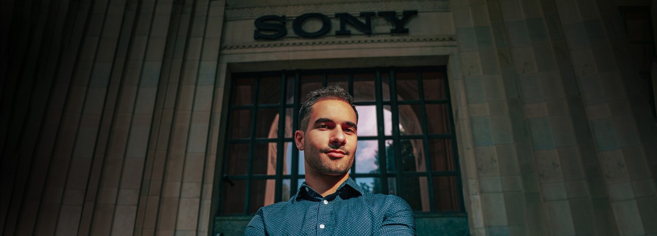 headshot of Nicholas Namyar in front of the Sony signage